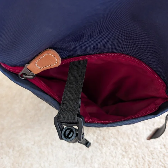 Harvest Label Navy Blue Black Leather Detail Fold over Backpack Travel Bag